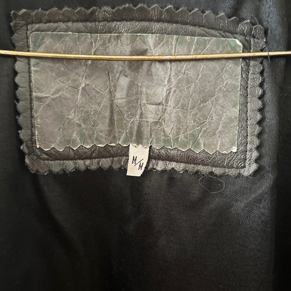 VINTAGE LEATHER SUEDE STRIPED TRENCH COAT LONG JACKET WESTERN BIKER UNISEX M L - Picture 5 of 11